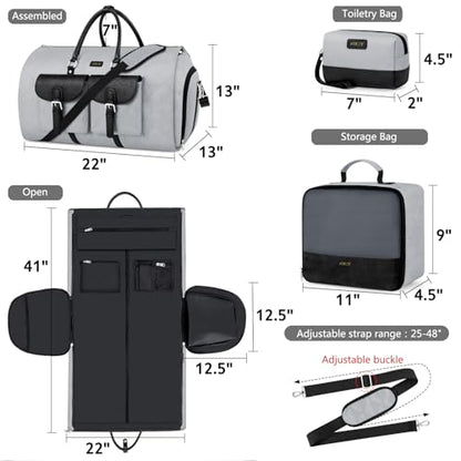 Garment Bag for Travel Convertible Carry on Travel Duffel Bag for Men Women - color: A04-Grey