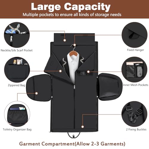 Garment Bag for Travel Convertible Carry on Travel Duffel Bag for Men Women - color: A03-Black