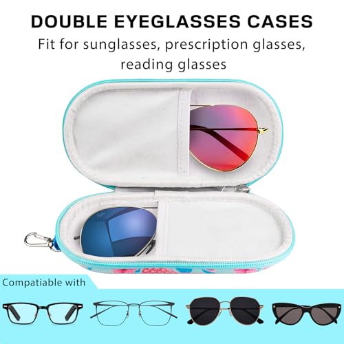 Sunglasses Organizer, Double Glasses Eye Glass Case for Women Case Hard Shell Dual Sunglasses Travel Case - color: Blue