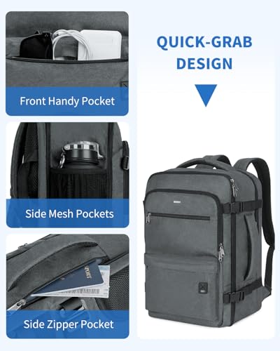 WANDF Personal Item Travel Bag 18x14x8, Carry On Laptop Backpack（Grey） - color: C-grey, size: 18x14x8