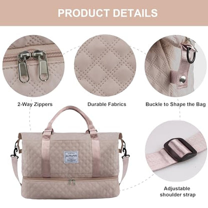 Travel Duffel Bag Weekender Overnight Bag for Women Carry On Gym Bag Travel Essentials - color: 01 Dark Pink
