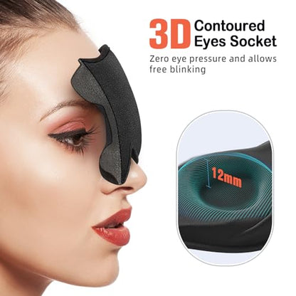 LitBear Sleep Mask for Side Sleeper Women Men, Eye Mask for Sleeping - color: Black