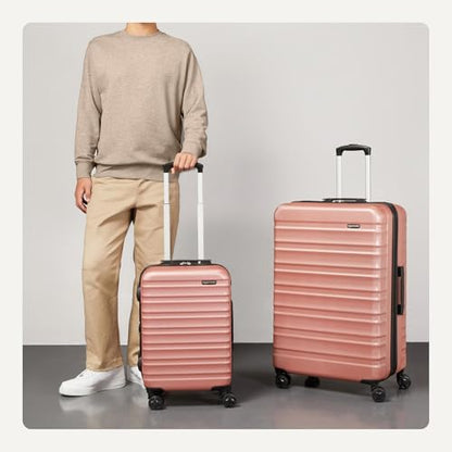 Amazon Basics 2-Piece Hardshell Suitcases Set (21", 30"), Expandable Travel Luggage with Scratch-Resistant Surface, Four Multi-directional Wheels, Telescopic Handle, Rose Gold - color: Rose Gold, size: 2-Piece Set