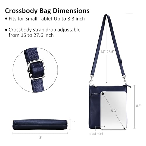 befen Genuine Leather Crossbody Purses for Women Travel Cross Body Bags Lightweight with Adjustable Shoulder Strap | Real Leather, Detachable Shoulder Strap, Lightweight, Adjustable Shoulder Strap, Compact Size, Daily Travel Use, Slim - color: A01-navy Bl