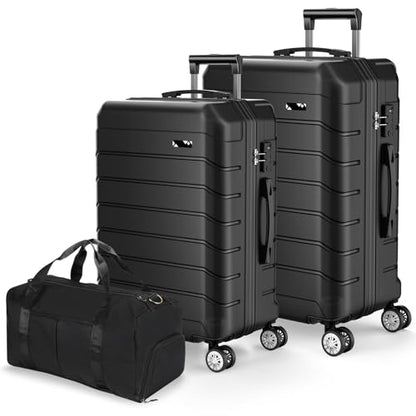 Luggage Sets 3 Piece Lightweight Durable Hardshell Suitcase Black - color: Black