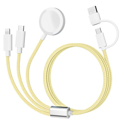 Rose Tattoo 3 in 2 USB C Charging Charger Cable Compatible with Apple Watch - color: Lemon Yellow