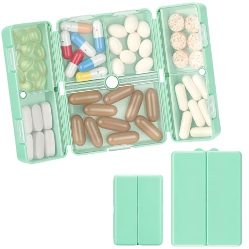 FYY Travel Pill Organizer, Pill Box Medicine Case-2pcs Green - color: Green, size: Large (1 Piece), Small (1 Piece)