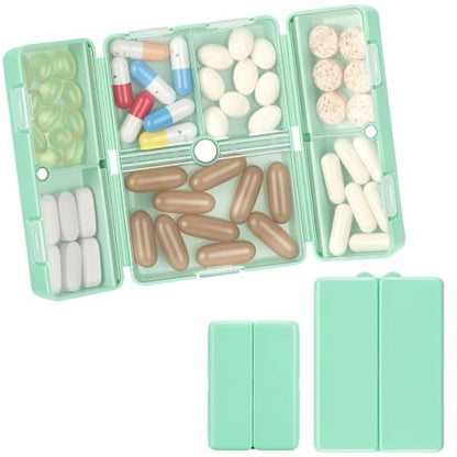 FYY Travel Pill Organizer, Pill Box Medicine Case-2pcs Green - color: Green, size: Large (1 Piece), Small (1 Piece)