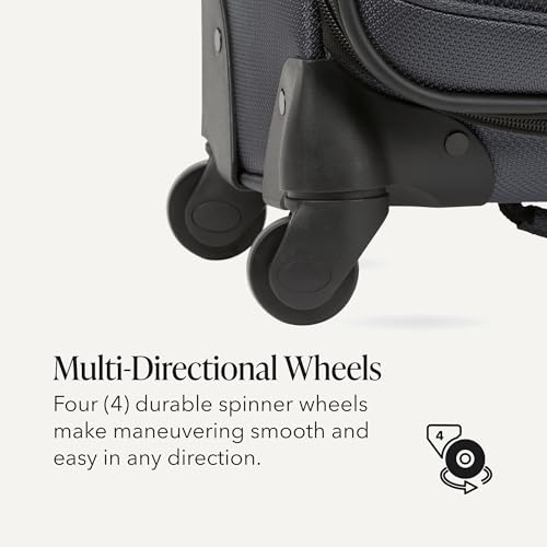SwissGear Sion Softside Expandable Spinner Luggage Durable Lightweight Travel Suitcase, Dark Grey, Checked-Large - color: Dark Grey, size: Checked-Large