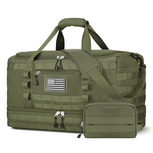 Gym Bag for Men Women, Carry on Luggage 22x14x9 Airline Approved Duffle Bag - color: Green, size: Medium