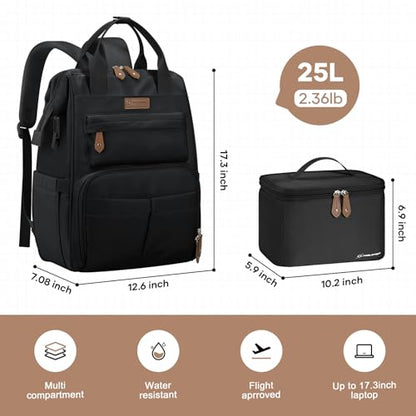 Maelstrom 15.6-17.3" Laptop Backpack with Lunch Box, Work Bag for Women Men - color: Black