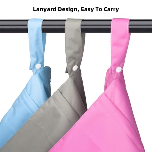 3pcs Waterproof Wet Dry Bags for Baby Cloth Diapers with 2 Pockets - color: Grey