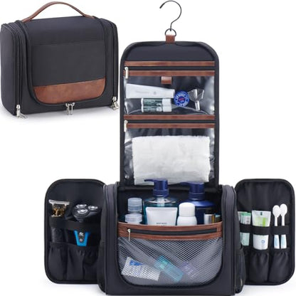 Ralnitote Toiletry Bag for Men, Large Hanging Travel Toiletry Bag, Black - color: Black