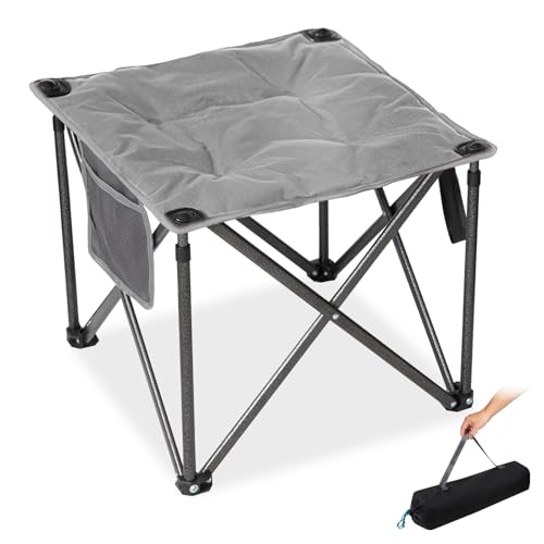 FUNDANGO Oversized Camping Stool Padded 18.1in 440Lbs Folding Foot Rest - color: Grey Ultimate -1 Pack