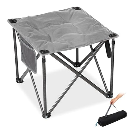 FUNDANGO Oversized Camping Stool Padded 18.1in 440Lbs Folding Foot Rest - color: Grey Ultimate -1 Pack
