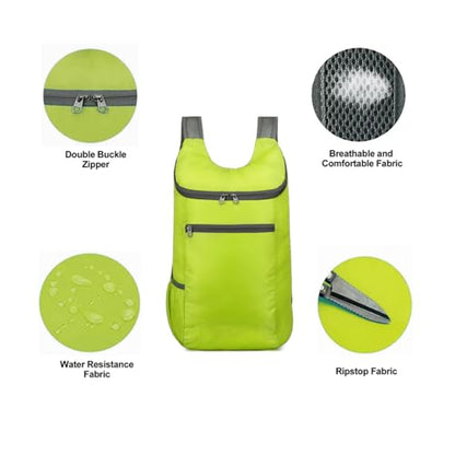 Foldable Backpack,20L Lightweight Waterproof Travel Bag (Green) - color: Green