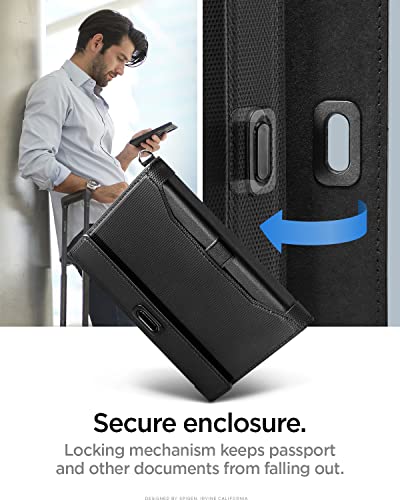 Spigen Life Passport Card Cover Holder, RFID Blocking - color: Black