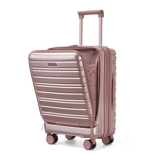 LARVENDER Carry On Luggage 22x14x9 Airline Approved, Suitcases with Wheels - color: Rose Gold-2