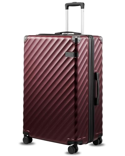 LUGGEX 28 Inch Checked Luggage with Spinner Wheels, Cherry - color: Cherry, size: Checked-Large 28-Inch