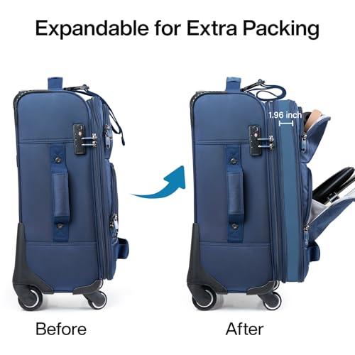 Hanke 24 Inch Softside Expandable Checked Luggage with 4 Spinner Wheels - color: Blue, size: 24 Inch