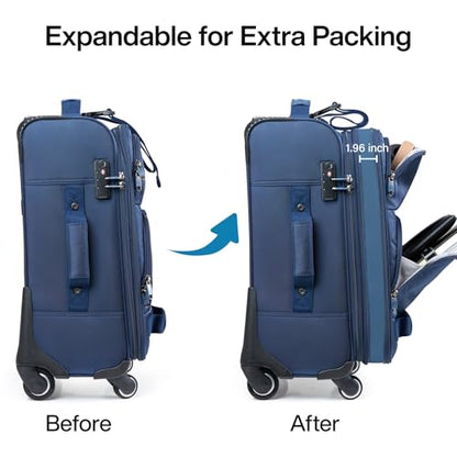Hanke 2 Piece Softside Expandable Luggage Sets with Spinner Wheels - color: Blue, size: 2 Pc Set(20/28)
