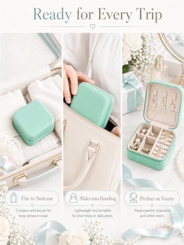 Homde Travel Jewelry Case for Women: 6 Small Boxes for Group&Team Gift - color: Teal