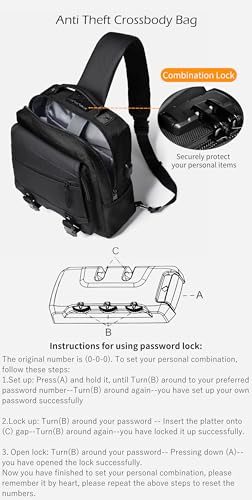 Leaper Crossbody Messenger Bag for Men: 13L Multi-pocket Satchel Sling Bags - color: Black