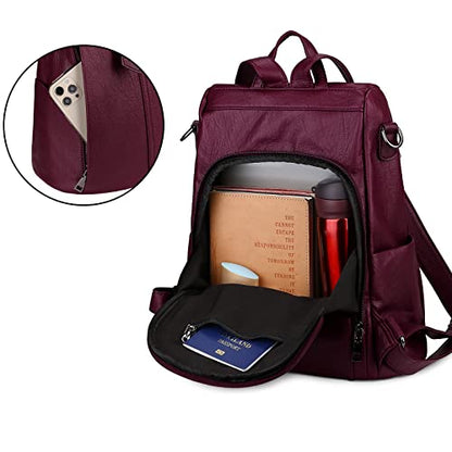 Uromee Travel Backpack Purse Women Vegan Leather Tassel Shoulder Bag - color: 290 Wine Red