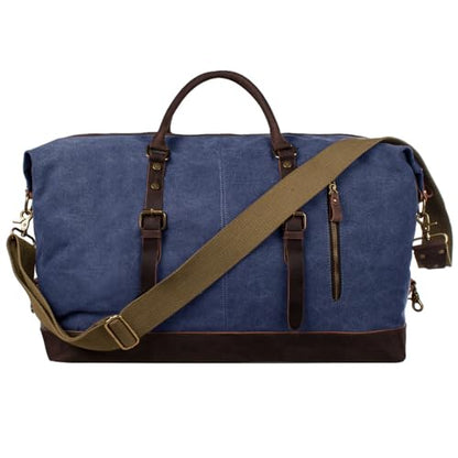 S-ZONE Duffle Bag for Travel Canvas Duffel Bag Carry on Weekender Bag for Men - color: Blue