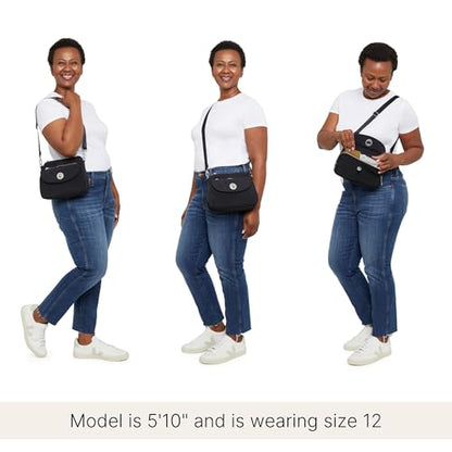Baggallini Calais Crossbody Bags for Women 10x7 Lightweight Water-Resistant Travel Purse, RFID & Interior Organization - color: Thyme