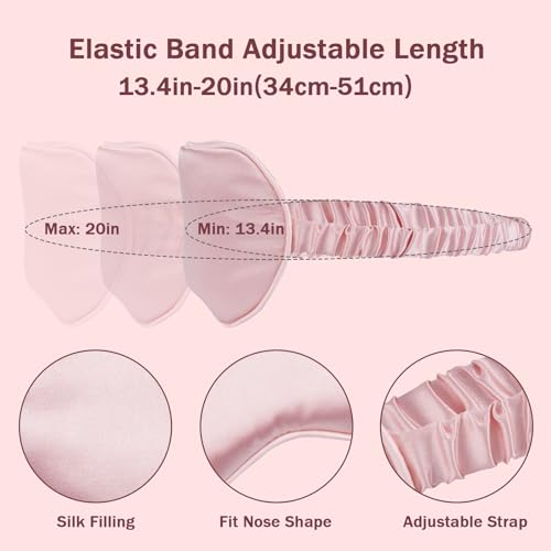 Amrules 2 Pack Silk Sleep Mask Set Adjustable, Blush Pink & Black - color: Blush Pink & Black-silk Floss