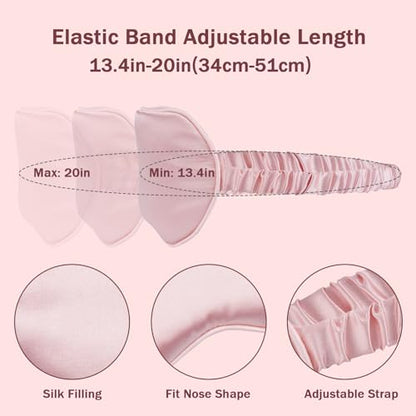 Amrules 2 Pack Silk Sleep Mask Set Adjustable, Blush Pink & Black - color: Blush Pink & Black-silk Floss