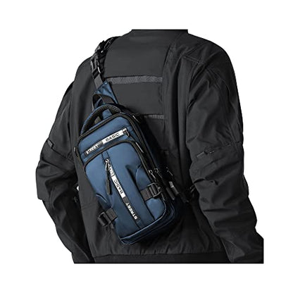 SEAFEW Blue Sling Crossbody Backpack, Anti-Theft Tactical Chest Bag - color: Blue-mini