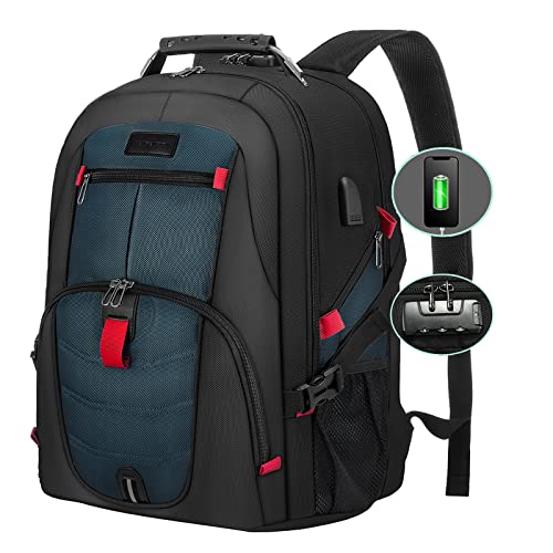 LOVEVOOK Large Laptop Backpack for Men,18.4Inch Heavy Duty Travel Backpack - color: Darkblue, size: 17 inch