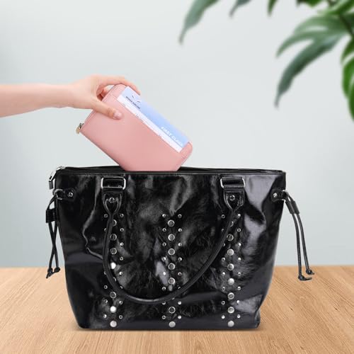 Leather Zipper Passport Wallet Holder Travel Essentials with RFID Blocking - color: Pink