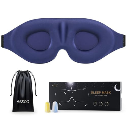 MZOO Luxury Sleep Mask for Women Men Patented Light Blocking Design - color: C-blue
