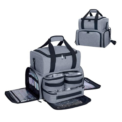 Large Makeup Bag with 3 Removable Case and 2 Removable Dividers,Grey - color: Grey