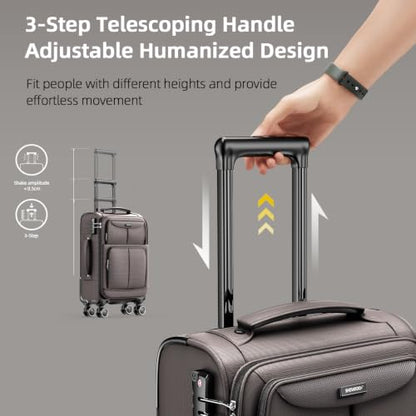 SHOWKOO Luggage Sets 3 Piece Softside Expandable Durable Suitcase Sets | Durable Oxford Fabric; Lightweight; 360°Double Spinner Wheels; TSA Lock; YKK Zippers; Light Coffee (20in/24in/28in) - color: Light Coffee
