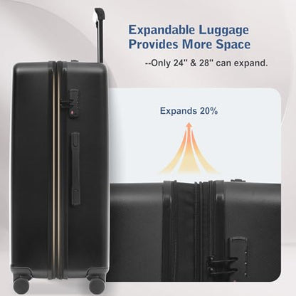 Merax 5 Piece Luggage Set,Front Opening Hardside Suitcase Set.Black - color: Black, size: 5 Piece(20/24/28/DB/TB)