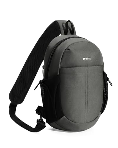 ECOHUB Anti-Theft Crossbody Bag Men Women RFID Blocking Lightweight Sling Backpack Water Resistant for Travel Hiking Outdoor - color: Grey-women