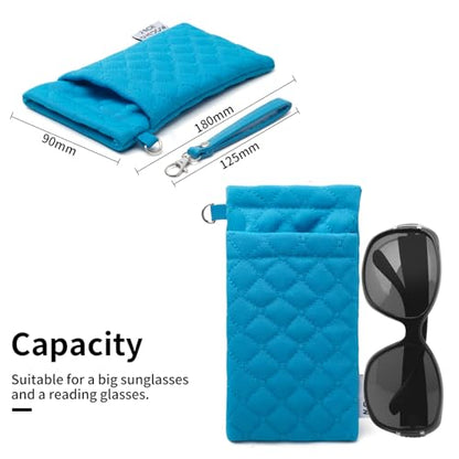 Face Shadow Double Glasses Case Soft Eyeglass Case For Women Men - color: Blue