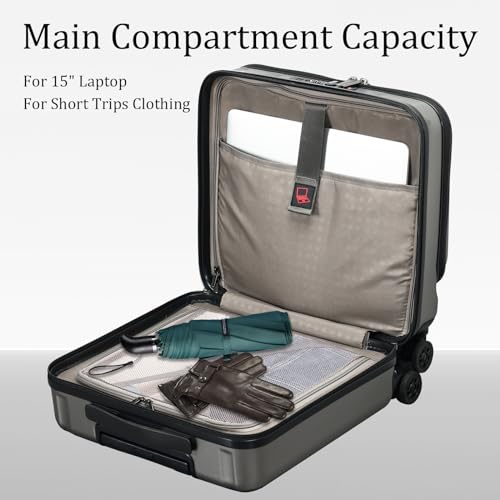 Kaleenie 16" Carry On Briefcase Luggage with 2 Laptop Compartments - color: Gray, size: 16 Inch