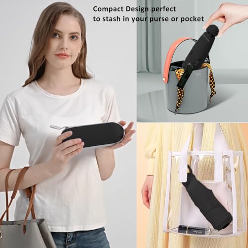 Mini Travel Umbrella with Case - Compact & Lightweight for Men & Women - Windproof & UV Protection - Portable Folding Pocket Umbrella