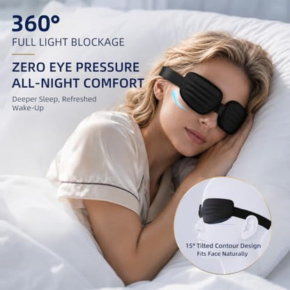 CLOZIA Sleep Mask for Men, 3D Deep Eye Cups Blackout Eye Mask - color: Black