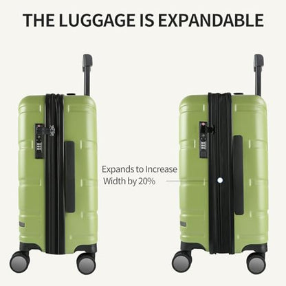 VANKEAN 20" Expandable Hardshell Spinner Carry-On with TSA Lock Approved - color: Green