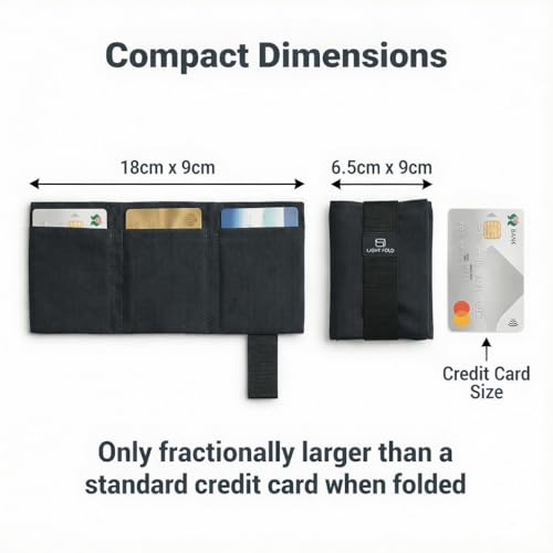 LIGHT FOLD Trifold Nylon Slim Wallet for Men, RFID Blocking Front Pocket - color: Black