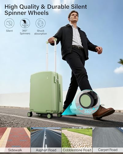 Hanke Carry on Luggage Airline Approved 20" Expandable Hardside Suitcase - color: Bamboo Green, size: 20 Inch EXT