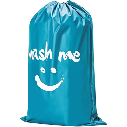 HOMEST XL Laundry Bag 28" x 40", Extra Large Dirty Clothes Organizer - color: (1 Pack - Wash Me) Sky Blue