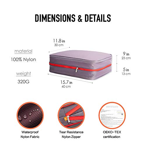 Bee Nesting 26L Compression Packing Cube Extra Large Travel Organizer - color: Gray Red, size: 26L