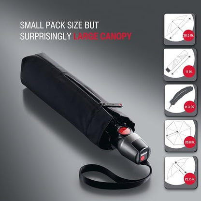 Knirps T.200 Auto Open & Close Compact Rain Umbrella in Black - color: Black